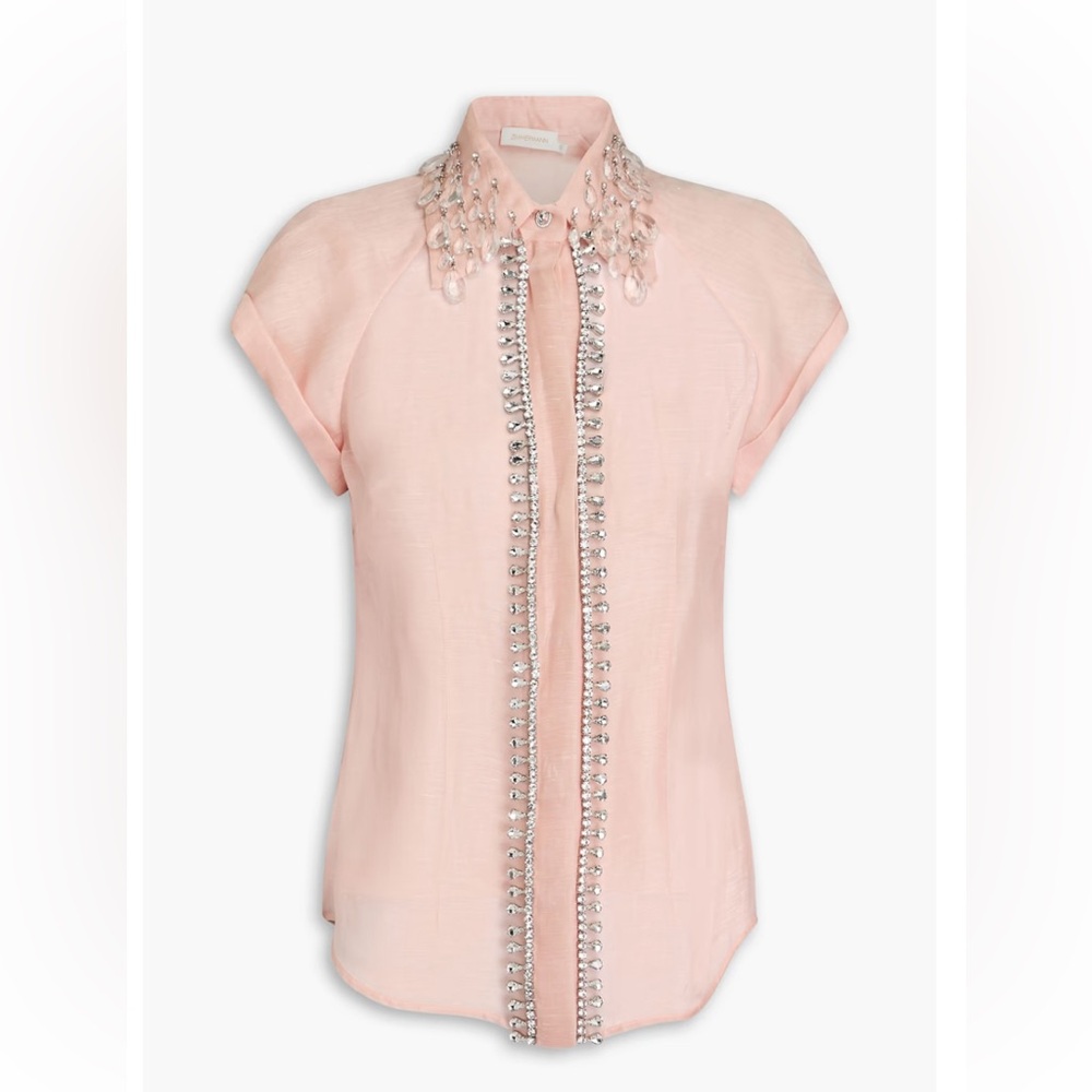 Zimmermann Light Pink Embellished Blouse